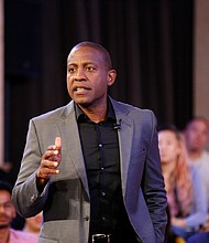 Carlos Watson went on TV Monday morning to say that Ozy Media, the company he co-founded, would not shut down even though it announced Friday that it would. Watson is shown here at a TV debate for Take On America With OZY at The Bently Reserve on October 29, 2018 in San Francisco, California.
Mandatory Credit:	Kimberly White/Getty Images