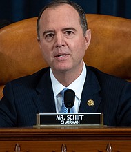 New details about Adam Schiff's interactions with former President Donald Trump's Republican allies in Congress, the former President's aides and even Trump himself are recounted in Schiff's book "Midnight in Washington". Schiff is shown here giving an opening statement during the first public hearings the House Intelligence Committee held as part of the impeachment inquiry of then-President Donald Trump in 2019.
Mandatory Credit:	Saul Loeb/Pool/Getty Images