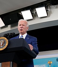 President Joe Biden on Monday commemorated National Coming Out Day by saying the US still has work to do to achieve equality for all Americans amid a wave of anti-LGBTQ legislation in state legislatures across the country. Biden is shown here on Friday, Oct. 8, 2021, from the South Court Auditorium on the White House campus in Washington.
Mandatory Credit:	Susan Walsh/AP