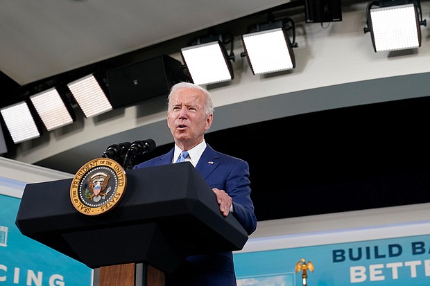 President Joe Biden on Monday commemorated National Coming Out Day by saying the US still has work to do to achieve equality for all Americans amid a wave of anti-LGBTQ legislation in state legislatures across the country. Biden is shown here on Friday, Oct. 8, 2021, from the South Court Auditorium on the White House campus in Washington.
Mandatory Credit:	Susan Walsh/AP