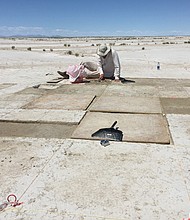 The hearth was discovered in 2015 in the Great Salt Lake Desert in Utah.
Mandatory Credit:	Daron Duke