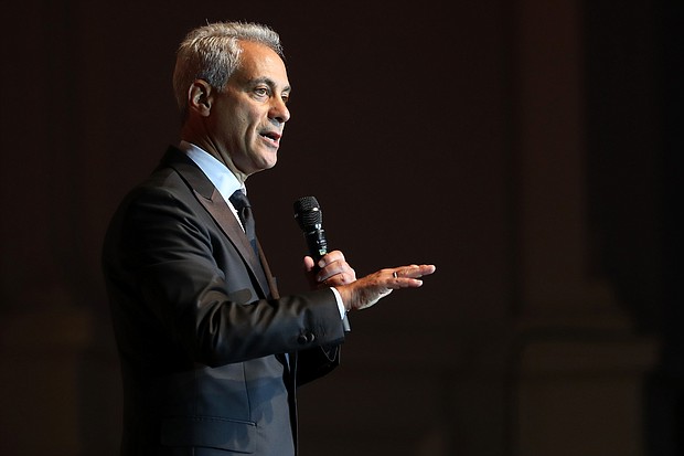 Some Democrats are furious about Rahm Emanuel's  nomination to be the next US ambassador to Japan. Then-Chicago Mayor Rahm Emanuel is shown here addressing the Laver Cup Gala at the Navy Pier Ballroom on September 20, 2018.
Mandatory Credit:	Matthew Stockman/Getty Images