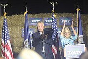 First Lady Jill Biden claps during an evening rally Oct. 15 at Dorey Park in Henrico County, where Democratic gubernatorial candidate Terry McAuliffe asked voters for their support and urged them to vote early.