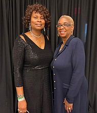 Virginia Union University alumna Wanda E. Gill, left, and An’Jou White, president of the VUU National Alumni Association, pause for a photo at a homecoming event earlier this month.