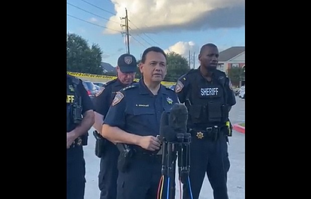 Harris County Sheriff Ed Gonzalez addresses the media after three children were abandoned with the decaying body of another child inside an apartment in Houston.
Mandatory Credit:	Harris Co Sheriff/Twitter