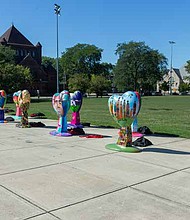 The LUV Institute recently launched its Parade of Hearts arts initiative. Founder Cosette Nazon-Wilburn hopes the hearts, which
were placed in 11 communities, will spark conversations. Photo provided by The Luv Institute