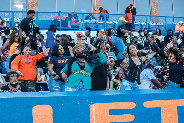 The fans in the stands rocked to the sounds of the VSU Trojan Explosion Marching Band.