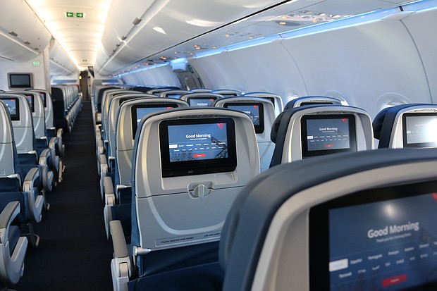 Peloton is partnering with Delta Air Lines to bring some of its classes to the airline's in-flight entertainment systems.
Mandatory Credit:	Delta Airlines