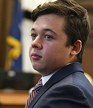 Kyle Rittenhouse, appears for a motion hearing, in Kenosha, Wis. on Oct. 5, 2021.
Mandatory Credit:	Mark Hertzberg/AP