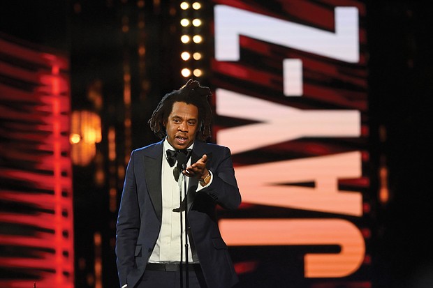 Jay-Z speaks during the Rock & Roll Hall of Fame induction ceremony Oct. 30 in Cleveland.