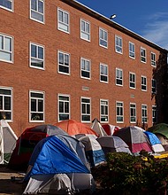 Tents were set up near the Blackburn University Center as students protested poor housing conditions on the campus of Howard University last month in Washington, DC.
Mandatory Credit:	Drew Angerer/Getty Images
