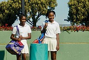 Tennis phenoms Serena and Venus Williams are played by Demi Singleton, left, and Saniyya Sidney.