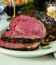 Dijon-Herb Prime Rib Roast with Garlic Butter Mushrooms