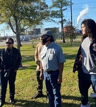 Regan hears from environmental justice advocates with the group TEJAS in Baytown’s Unidad Park.