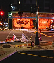 Police cordon off a crime scene on November 21, 2021 in Waukesha, Wisconsin. According to reports, an SUV drove through pedestrians at a holiday parade, killing five and injuring 48 more.
Mandatory Credit:	Jim Vondruska/Getty Images