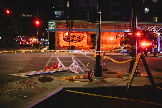 Police cordon off a crime scene on November 21, 2021 in Waukesha, Wisconsin. According to reports, an SUV drove through pedestrians at a holiday parade, killing five and injuring 48 more.
Mandatory Credit:	Jim Vondruska/Getty Images
