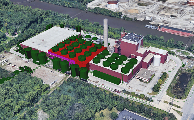 – A rendering of the Anaerobic Digester Facility set for Robbins, Ill. The facility would create 135 full-time jobs, as well as a training center for residents in the community to obtain job skills. Rendering provided by Glenn Harston, II