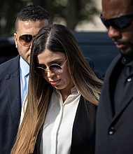 A U.S. judge sentenced Emma Coronel Aispuro, pictured here, on July 17, 2019 in New York City, wife of imprisoned Mexican drug kingpin Joaquin "El Chapo" Guzman to three years in prison, after she pleaded guilty to helping the Sinaloa drug cartel.
Mandatory Credit: Drew Angerer/Getty Images