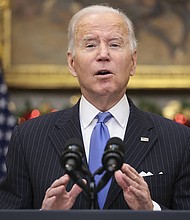 U.S. President Joe Biden speaks on the omicron variant in the Roosevelt Room of the White House in Washington, D.C., U.S., on Monday, Nov. 29, 2021