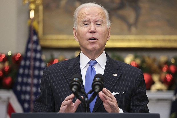 U.S. President Joe Biden speaks on the omicron variant in the Roosevelt Room of the White House in Washington, D.C., U.S., on Monday, Nov. 29, 2021