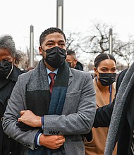Jussie Smollett, pictured here, on December 6 in Chicago will resume testifying in his defense today after taking the stand to rebut allegations that he staged a fake hate crime in 2019 and lied to Chicago police about it.
Mandatory Credit:	KAMIL KRZACZYNSKI/AFP/Getty Images