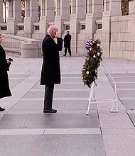 President Joe Biden and first lady Jill Biden visited to the World War II Memorial in Washington, DC, to pay their respects on the 80th anniversary of the attack on Pearl Harbor.
Mandatory Credit:	pool