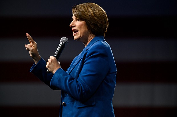 Sen. Amy Klobuchar, seen here on August 10, 2019 in Des Moines, Iowa, says Senate Democrats will do 'everything to get' Build Back Better passed by Christmas.
Mandatory Credit:	Stephen Maturen/Getty Images