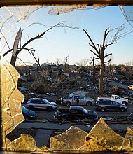 A general view from a bedroom window inside the home of the Cato family after a devastating outbreak of tornadoes ripped through several U.S. states in Mayfield, Kentucky, on December 12.
Mandatory Credit:	Cheney Orr/Reuters