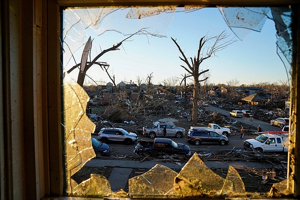 A general view from a bedroom window inside the home of the Cato family after a devastating outbreak of tornadoes ripped through several U.S. states in Mayfield, Kentucky, on December 12.
Mandatory Credit:	Cheney Orr/Reuters