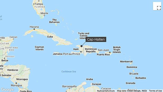 Scores of people were killed late Monday after a tanker transporting gasoline exploded in Cap-Haitien, Haiti's second largest city, according to Haiti officials.
Mandatory Credit:	Google