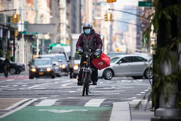 DoorDash is offering 10- to 15-minute delivery in New York City from a new Dashmart, which stocks groceries, household goods and packaged restaurant products.
Mandatory Credit:	Michael Nagle/Bloomberg/Getty Images