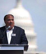 The family of Martin Luther King Jr., pictured here, on August 28, in Washington, DC., calls for "no celebration" of MLK Day without the passage of voting rights legislation.
Mandatory Credit:	Anna Moneymaker/Getty Images