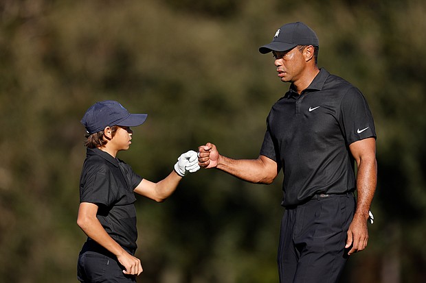 Tiger Woods is competing with his 12-year-old son, Charlie, in the $1 million PNC Championship at the Ritz-Carton Golf Club Orlando, Grande Lakes in Florida.
Mandatory Credit:	Douglas P. DeFelice/Getty Images