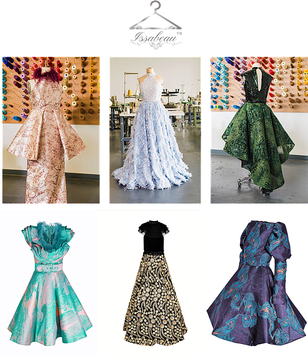 Issabeau’s current available collections, Timeless Opulence and Vintage Eclectic, retail for $1,750 - $3,250.