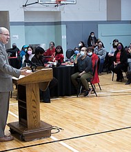 Bill Eager, senior vice president of Real Estate Development for the Midwest Region for POAH, speaks during the opening of the Salud Center. Photos by Antonio Dickey/POAH