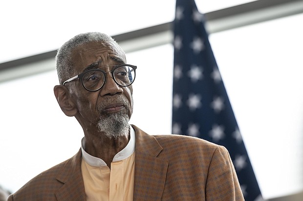 Rep. Bobby Rush, a Democrat from Illinois, is seen during a news conference in July at a train station in Chicago.
Mandatory Credit: Christopher Dilts/Bloomberg/Getty Images