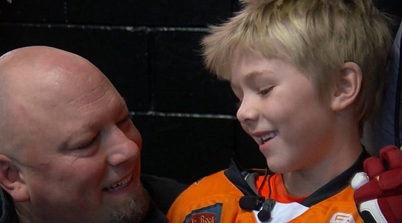 A young Farmington hockey player received a special sendoff Sunday morning as he faces off against a tough opponent.