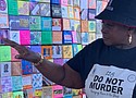 Black community activist Laurie Palmer, a motivational speaker and founder of the Go Get Your Child Community Violence Prevention Coalition, attends an event commemorating the lives lost to gun violence.