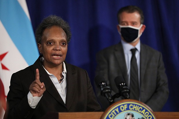 Mayor Lori Lightfoot addresses news media about COVID-19 and Chicago Public Schools