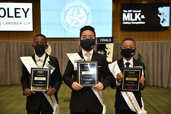Houston Independent School District fourth-grader Ronnie Williams of Law Elementary School won the Foley & Lardner LLP 26th Annual Martin ...
