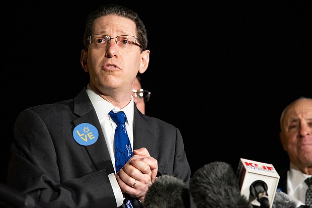 Rabbi Charlie Citron-Walker talks to reporters outside of Whites Chapel United Methodist Church following a special service on January 17, in Southlake, Texas.
Mandatory Credit:	Emil Lippe/Getty Images