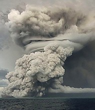 A powerful undersea volcano eruption in Tonga on January 14.
Mandatory Credit:	Tonga Geological Services/EyePress/Reuters
