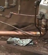 Thieves stole all the copper pipes from The Theater Center on West 50th Street in New York.
Mandatory Credit:	WCBS