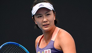 The Australian Open will allow people to wear shirts that say "Where is Peng Shuai?" CEO of Tennis Australia Craig Tiley told Agence France-Presse, on January 25, and pictured, Peng Shuai in Melbourne, Australia on Jan. 21, 2020.
Mandatory Credit:	Andy Brownbill/AP