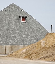 The City of Richmond has two salt domes, including this one located at 802 Forest Lawn Drive on Richmond’s Northside. The other is located on the city’s South Side at 2506 North Hopkins Road.This particular igloo-like structure was erected in 2017 and sits behind Henderson Middle School. Each dome holds 3,000 tons of salt and 1,000 tons of salt typically is used for each snow event. Richmond’s Department of Public Works says that when a storm is on the way, the city tries to pre-treat the roads at least 72 hours before the impending storm.