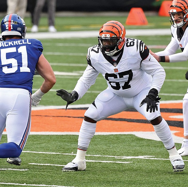 The Cincinnati Bengals’ Quinton Spain played at Petersburg High, where he was known for football and basketball.