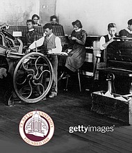 Students are shown in the Claflin University Print Shop (circa early 1900s). The photo, from the Claflin University Archives, is produced by Cecil Williams, a 1960 Claflin graduate whose personal library will be part of the Getty collection.