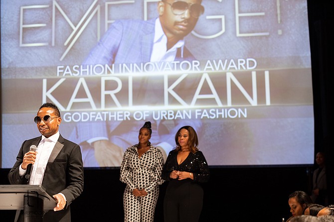 Legendary Fashion Designer Karl Kani accepts the Fashion Innovatory Award