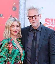 James Gunn and Jennifer Holland attend "The Suicide Squad" film premiere in 2021. "The Suicide Squad" director posted a photo of Holland sporting an engagement ring on his verified Instagram account over the weekend.
Mandatory Credit: Broadimage/Shutterstock