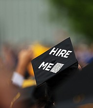 A graduating student's cap declares their future intentions during commencement exercises at City College where First lady Michelle Obama delivered the commencement speech after being presented with an honorary doctorate of humane letters at City College on June 3, 2016 in New York City.
Mandatory Credit:	Spencer Platt/Getty Images